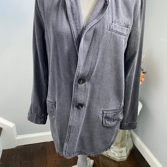 NWOT Zara Dark Gray Thick  Denim Oversize Jacket Size XS - Picture 3 of 6
